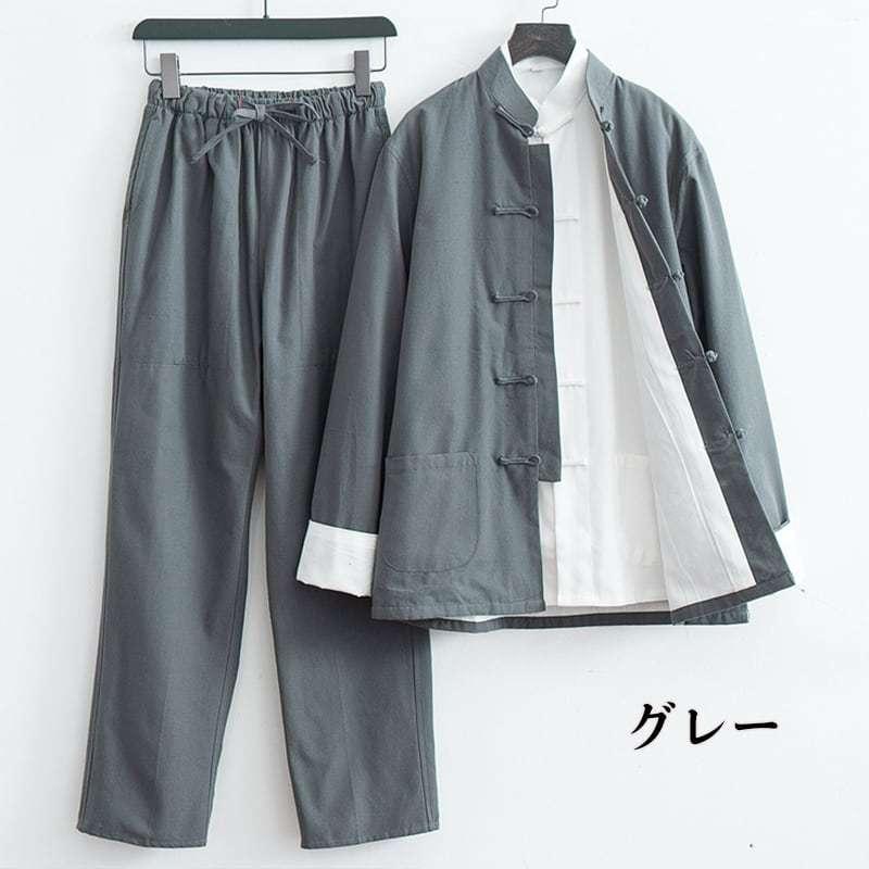 チャイナ服 メンズ カンフー服 チャイナスーツ 3点セット 民族衣装 中華服 中国服 唐装 上下セット ブルース・リー セットアップ 3点セット 裏地 綿 送料無料_9