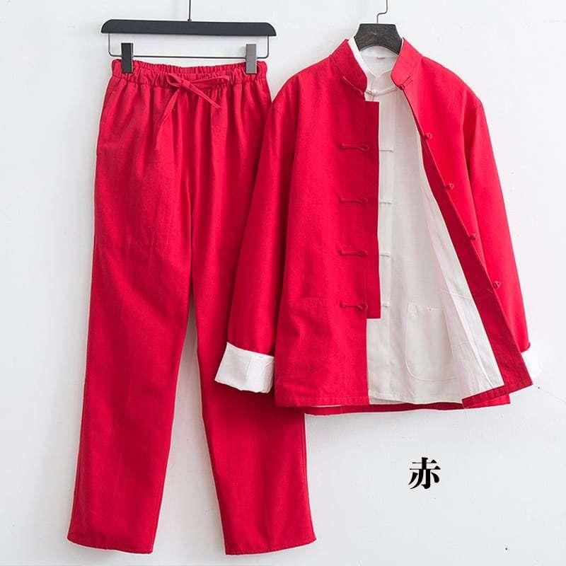 チャイナ服 メンズ カンフー服 チャイナスーツ 3点セット 民族衣装 中華服 中国服 唐装 上下セット ブルース・リー セットアップ 3点セット 裏地 綿 送料無料_12