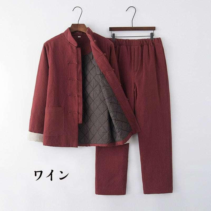 チャイナ服 チャイナスーツ メンズ 男性用 上下セット 中綿 チャイナ服 チャイナスーツ メンズ 男性用 上下セット 中綿