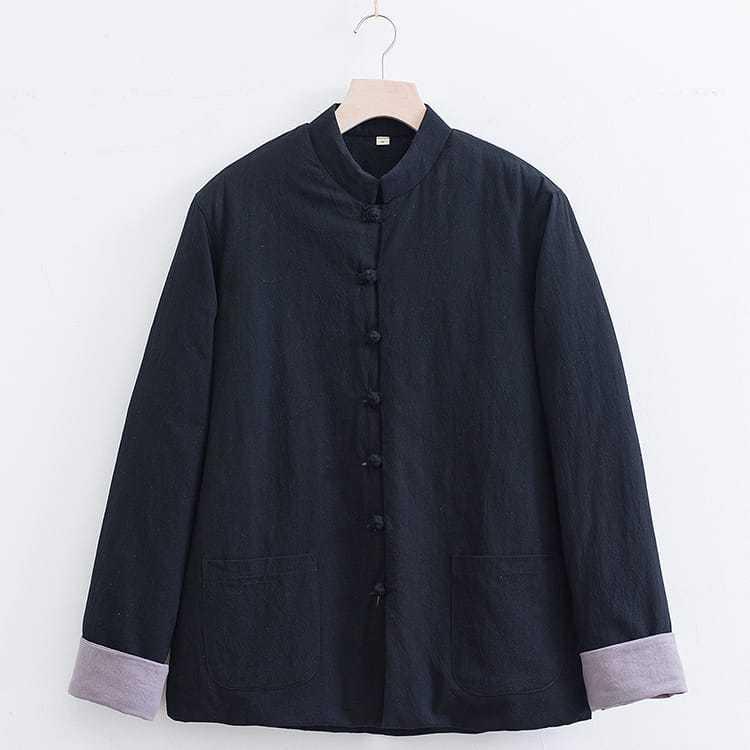 チャイナ服 カンフー服 ジャケット 中綿 キルティング裏地 シルク 