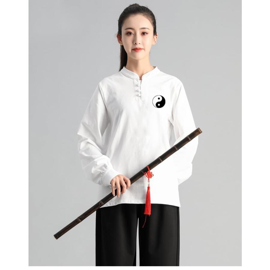 太極拳服 トレーニングウェア 太極拳トレーニングスーツ 上下セット 長袖Tシャツ 男性 女性 兼用 メンズ レディス 練習服 カットソー 送料無料の画像