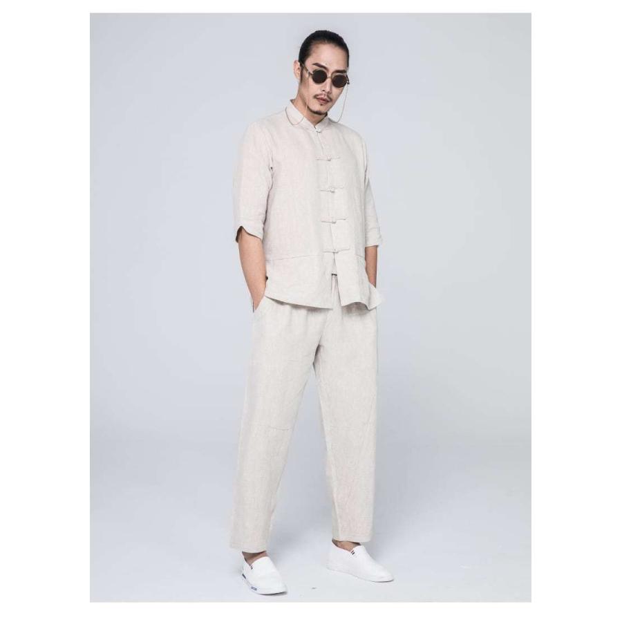 チャイナ服 メンズ 男性用 チャイナシャツ 7分袖 カンフー服