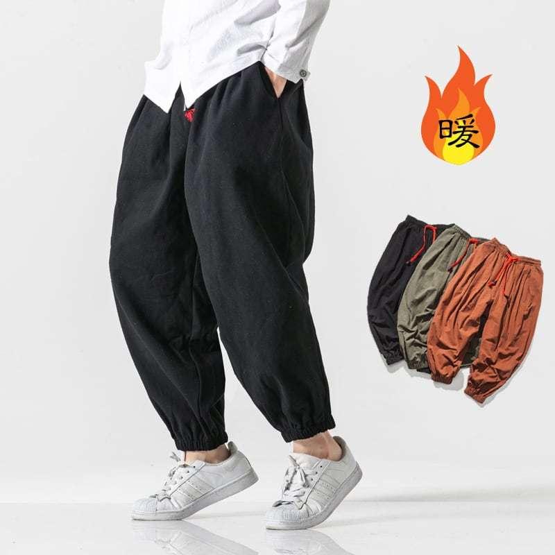 おすすめ特集 チャイナパンツ カンフーパンツ カジュアルパンツ ランタンパンツ ハーレムパンツ メンズ 裏フリース 男性用 裾ゴム 中華服 中国服 綿