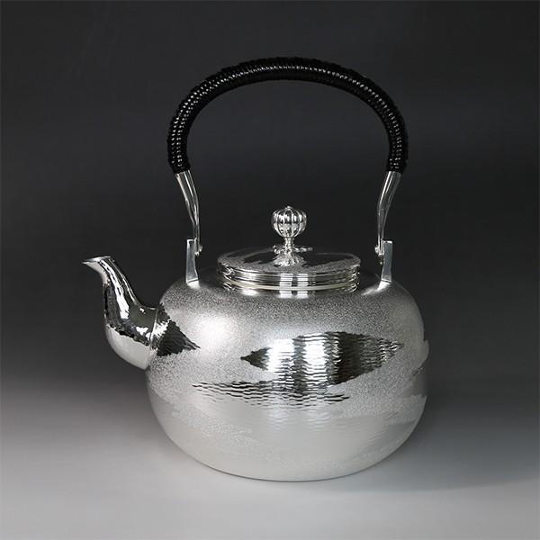 日本製 一守堂 純銀・湯沸し 1800cc 瑞雲模様 /銀瓶 茶器 茶道具  is｜chinagrand