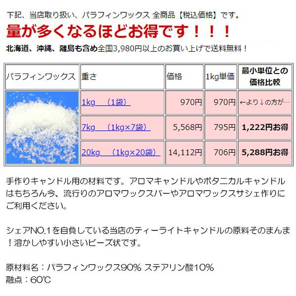 パラフィンワックス ステアリン酸 混合パック 1kg×20袋【20kg 手作りキャンドル 材料 業務用 20キロ】_2