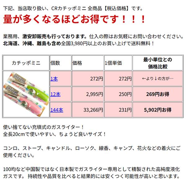 CRカチッポミニ スパン 12本【チャッカマン タイプ 注入式 ガス