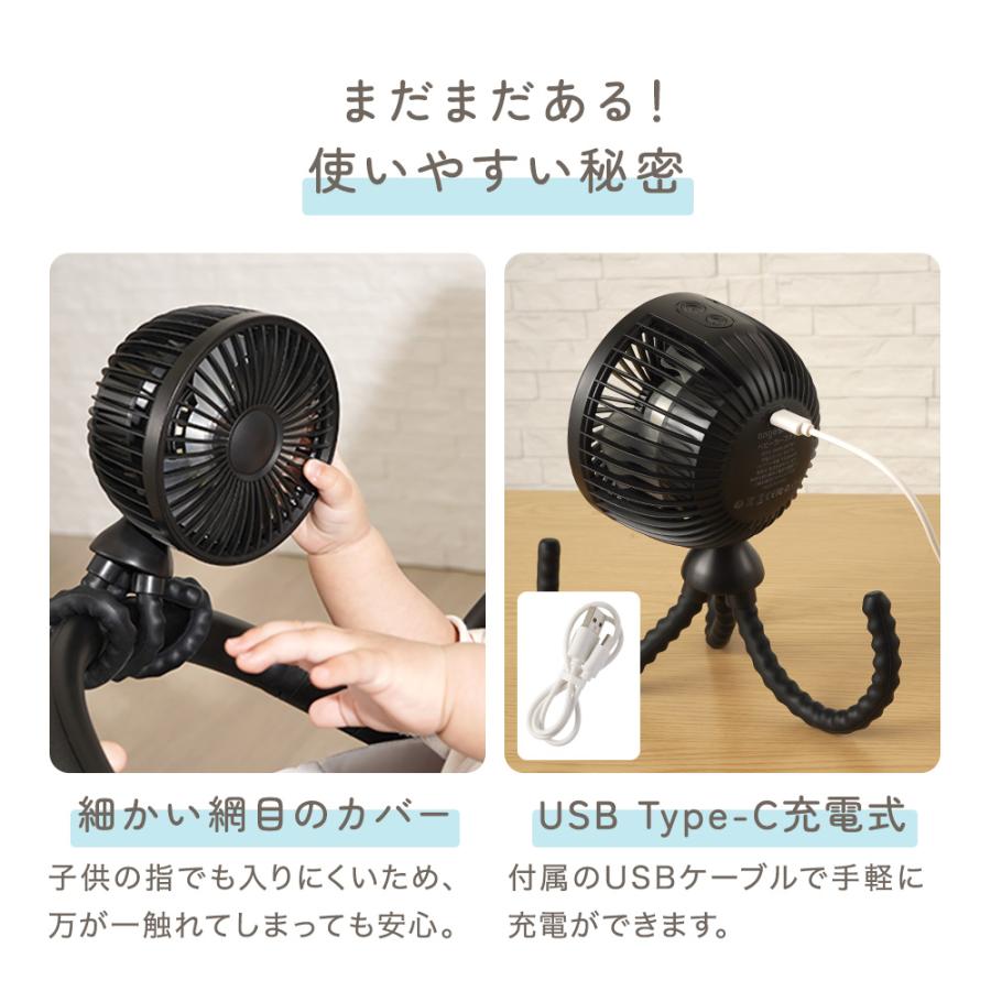 ちゃいなび（CHINAVI） ベビーカーファン 扇風機 首振り自動120度 手動