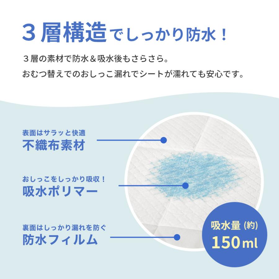 おむつ替えシート 50枚入り 防水 33×45cm 使い捨て 外出 持ち運び 車移動 コンパクト 薄い シンプル | ちゃいなび | 06