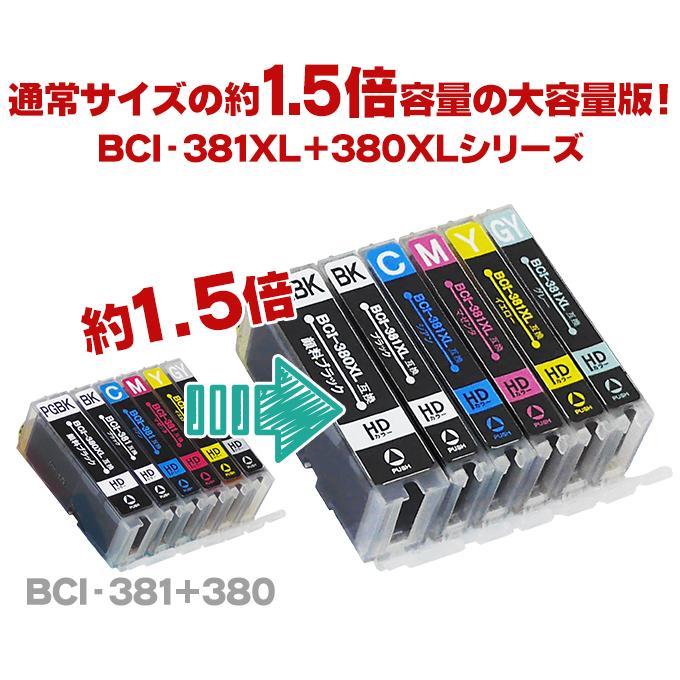 BCI-381XL 380XL キャノン プリンターインク 6色自由選択 381 380 互換インク Bci381 Bci380 TS8130  TS8230 TS8330 TS8430 [BCI-381XL-380XL-6MP-FREE] インクカートリッジ、トナー 