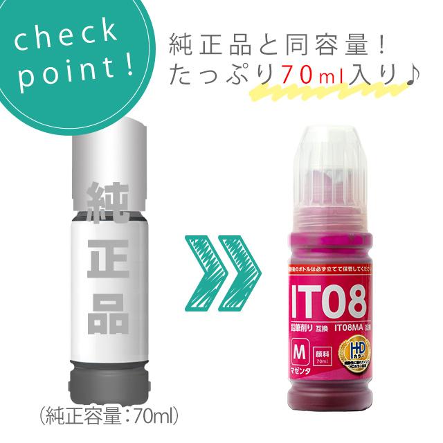 IT08MA エプソン 鉛筆削り PX-S6710T PX-M6711FT PX-M6712FT PX-M791FT 対応 IT08 マゼンタ 単品 エコタンク用 互換インクボトル | インクのチップス | 03