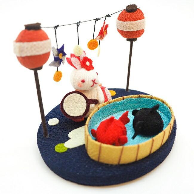 円窓プレート♡着物うさぎちゃん夏アレンジプレート飾り 円窓プレート