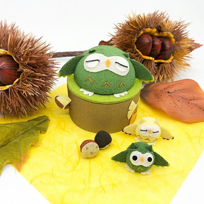 ふくろう置物 ちりめん ちりめん ふくろう ちりめん細工 縁起物 置物 5羽 ごふくろう