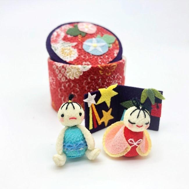七夕の吊るし飾り 】ちりめん細工 輪飾り さげもん 織姫 彦星