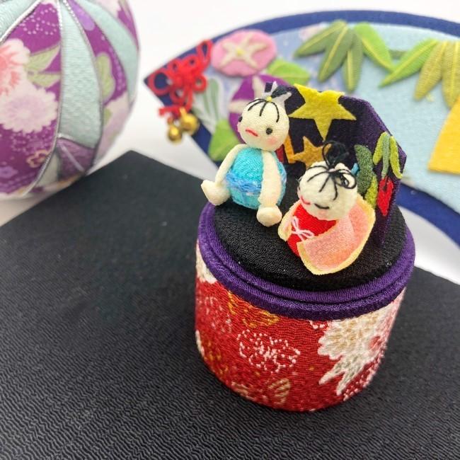 置物 おしゃれ 季節 飾り 丸型小箱 七夕 織姫と彦星 天の川 小箱 小物