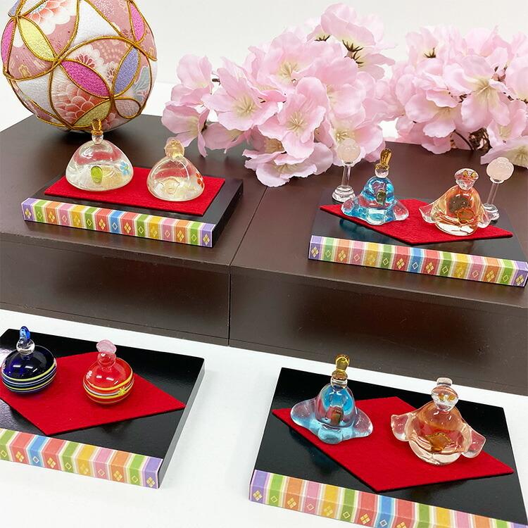 ガラス細工 ミニチュア 雛飾り-京花- 硝子細工 トンボ玉 雛壇 玄関