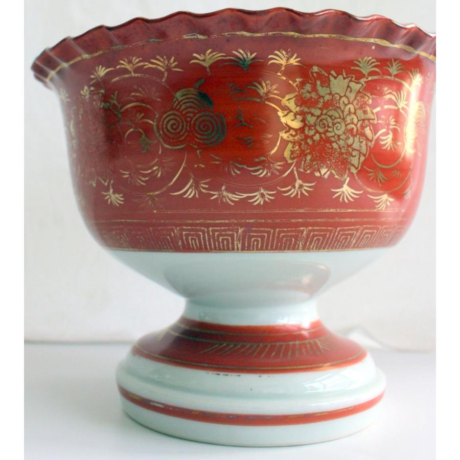 九谷焼 1423/中古・金彩部分にはがれあり！/九谷焼 九谷永楽 赤絵金彩