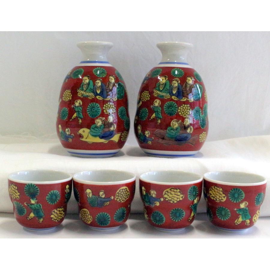 九谷焼 1481/中古・美品/九谷焼 九谷木米 酒器セット 徳利（銚子）2点