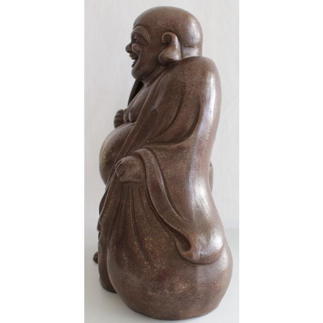 609/中古/備前焼 窯変ゴマ釉 木村陶峰 布袋尊 高さ：約33cm 横：約26cm