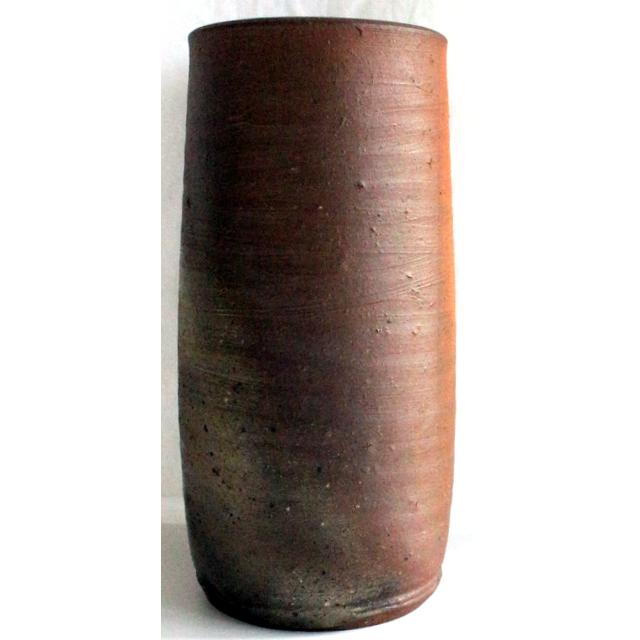 【花入1】備前1  筒花生　伊勢崎満　高さ23㎝ 637/美品・備前焼 伊勢崎満 備前花生 高さ：19.5cm 共箱 写真にてご