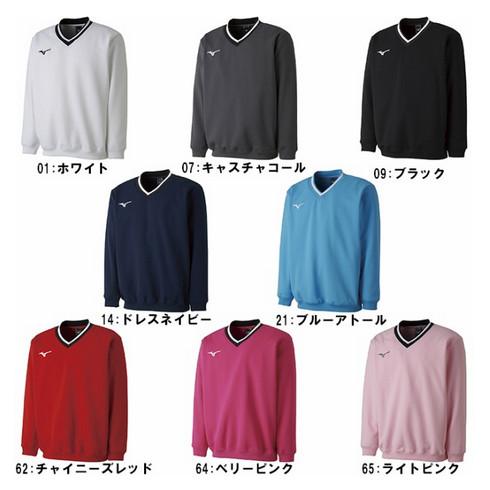 Mizuno シャツセット ホワイト ネイビー レッド MIZUNO（ミズノ） スウェットシャツ(肉厚) 62JC8002 メンズ 2018SS