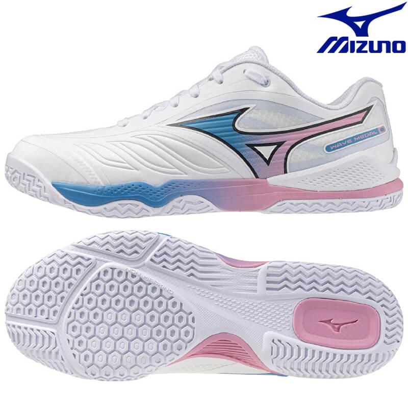 Mizuno バドミントンシューズ ホワイト/ピンク　卓球シューズ MIZUNO（ミズノ） 即日出荷 卓球シューズ ウエーブメダル8 81GA258223