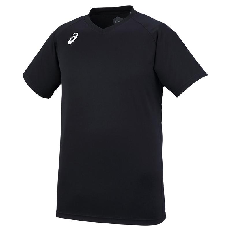 ASICS バレーボールシャツ 黒 日本代表 アシックス(asics) バレーボールウェア 半袖シャツ V男子日本代表番号