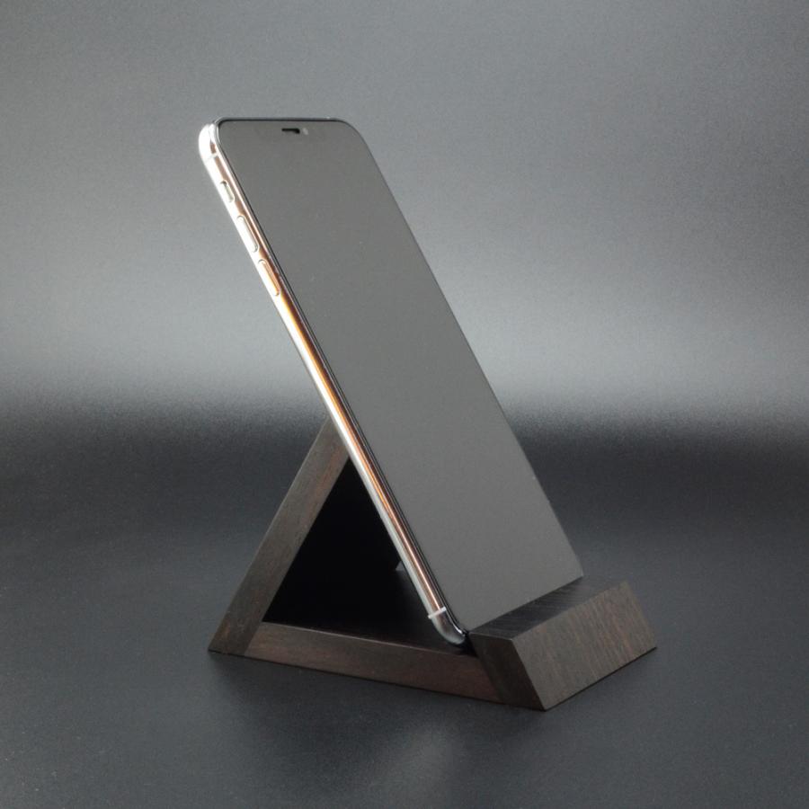 スマートフォンスタンド 縞黒檀 スマホスタンド スマホ台 木製