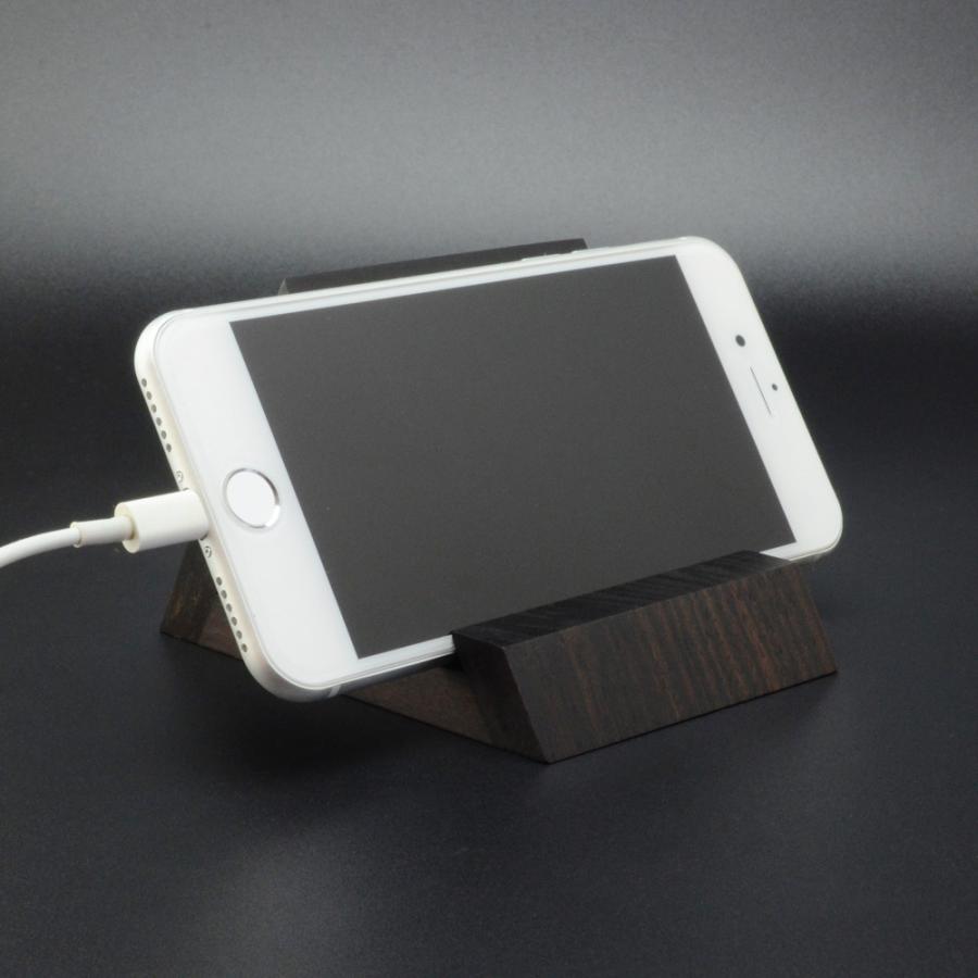 スマートフォンスタンド 縞黒檀 スマホスタンド スマホ台 木製