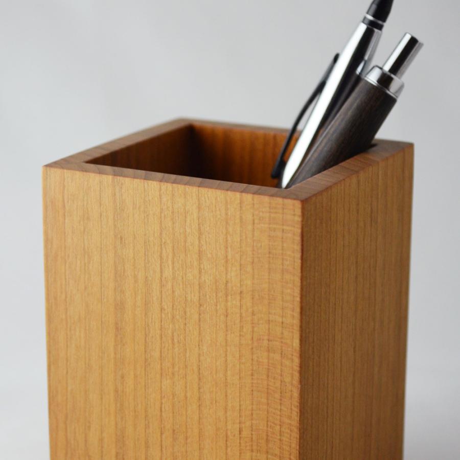 ペンスタンド 桜 スクエア シングル ペン立て 筆立 木製 山桜 無垢