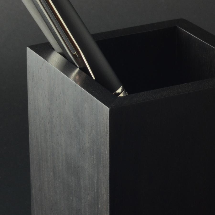 ペンスタンド 縞黒檀 ペン立て 筆立 木製 無垢 シンプル デザイン