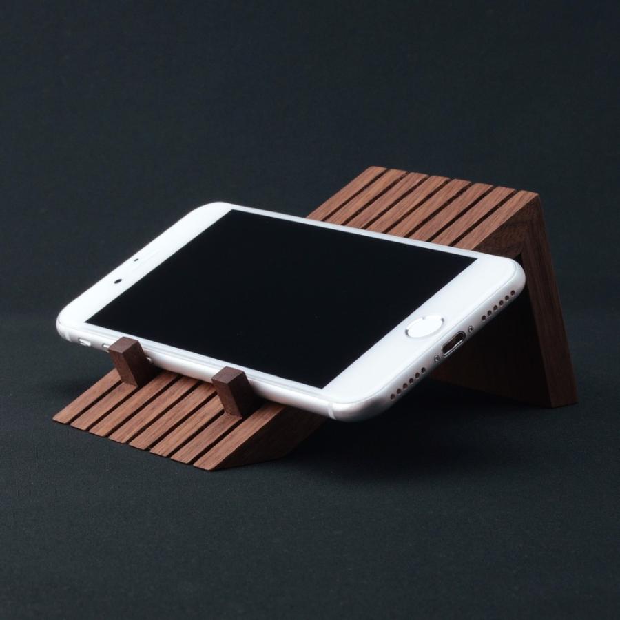 スマートフォンスタンド 木製 ブラックウォールナット ライン スマートフォンスタンド ブラックウォールナット ライン スマホ