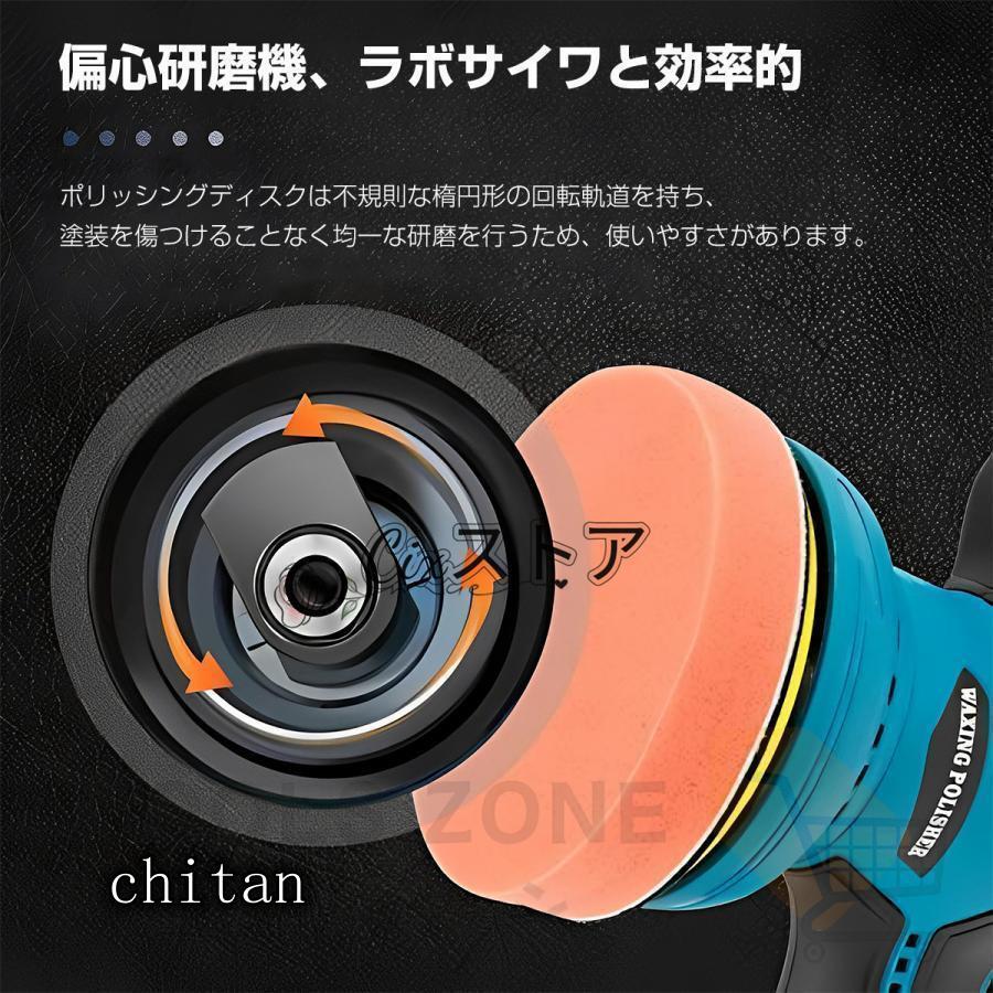 ポリッシャー バフ 125mm 電動 充電式 8段階変速 車 研磨 サンド