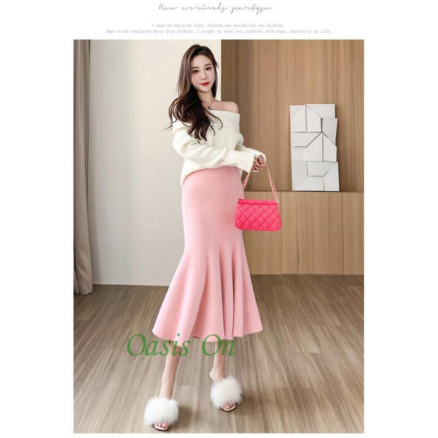 ブランド登録なし マーメイドスカート 冬 レディース シャギー ニット  