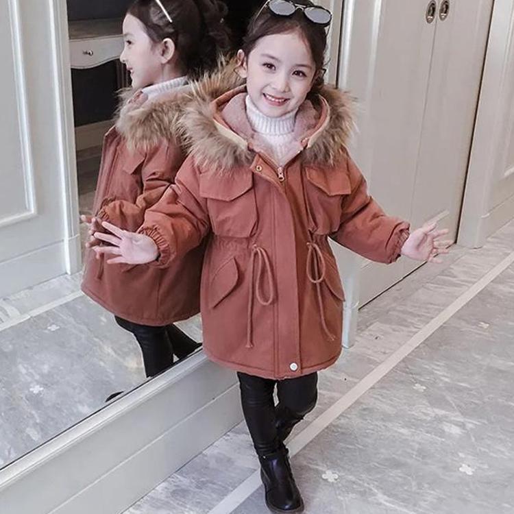 ブランド登録なし 女の子 キッズ モッズコート 裏起毛 子供 毛皮コート 