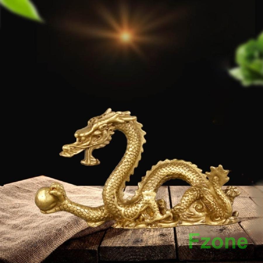 ブランド登録なし 風水 右手に玉を持つ龍 2 五本爪 龍 竜 真鍮  
