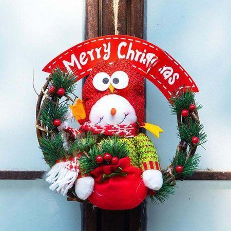 クリスマスリース クリスマス飾り クリスマス花輪 かわいい 雪だるま サンタクロース トナカイ 北欧風 玄関リース 手作り 立体感 オーナメント 玄関 庭園 ドア｜chitose7777｜03