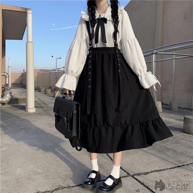 上下セット ワンピース セットアップ レディース 服  量産型 病みかわ 地雷系 学院風 森ガール ロングスカート 可愛い 韓国 カジュアル シャツ｜chitose7777｜07