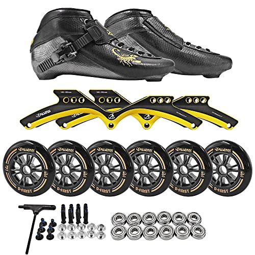 ⭐️完成品⭐️ PASENDI Professional Speed Skates Shoes 3 Wheels for Man 3 X 125 MM Big Wheels Carbon Fibre Roller Skating Shoes Black Inline Skate Shoes (ブラッ 【TMF9950025253】(34882円)