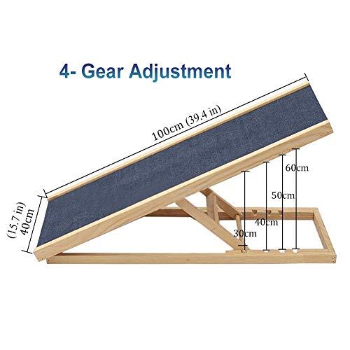 【ラスト1点】 スリップしない高さ調節可能な犬用スロープ犬用%木折畳み式ペット用犬猫用%ハイベッド用%車用%負荷50 KG (サイズ:4ギア) 【O9224622341】(32339円)