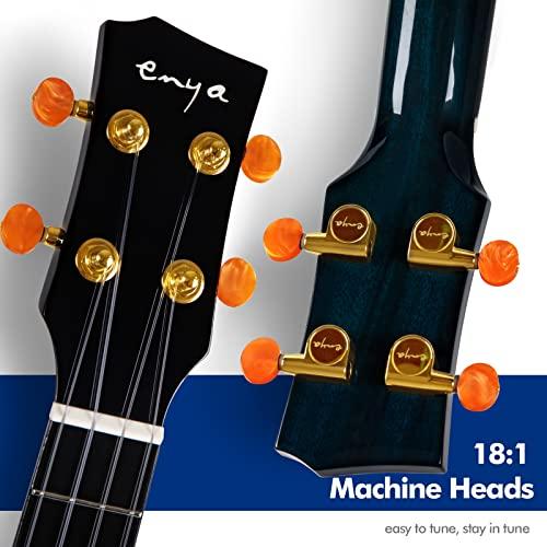 【メール便】 Enya Tenor Ukulele AcousticPlus PickupとDeluxe Ukulele Case (EUT-Feather Blue) を内蔵した全マホガニー製ウクレレ 【KUE2975042627】(104297円)