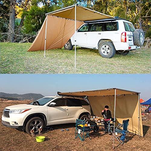 【最終値下げ】 DANCHEL OUTDOOR可倒式カーサイドオーニング8.2 x 6.5 ft、6.5Wx 6.5Lサイドエクステンション、SUVオーバーランディングカーキ用屋上テント 【ZYX1146365358】(40189円)