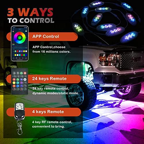 バーゲン トラック用ハイロープラスRGBロックライト、APP付き多色追跡ネオンアンダーグローライトキット/リモコン&ミュージックモードカートラックSUV用ロックライト