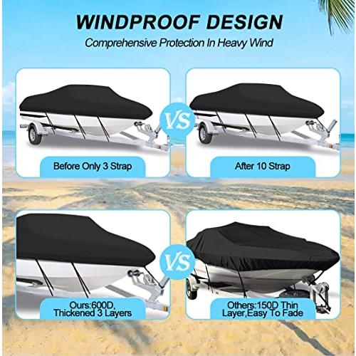 ボートカバー17-19 ftトレーラー可能重量600 Dカバー防水マリン