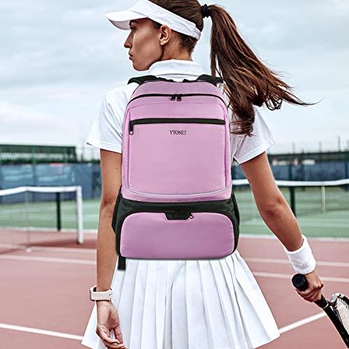 テニスバッグテニスバックパック女子男子用ラケット2個バトミントンスカッシュラケット、ピックルボールパドル、ボールの小物を入れるための断熱ポケットと テニスバッグテニスバックパック女子男子用ラケット2個バトミントンスカッシュラケット ピックルボールパドル