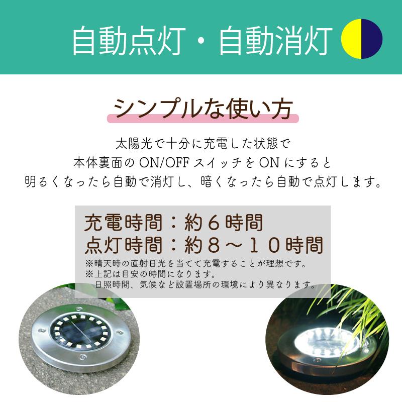 ソーラーライト 4個セット LED20灯 屋外 ガーデン 置き型 埋め込み型 防水 自動点灯 自動消灯 |  | 05
