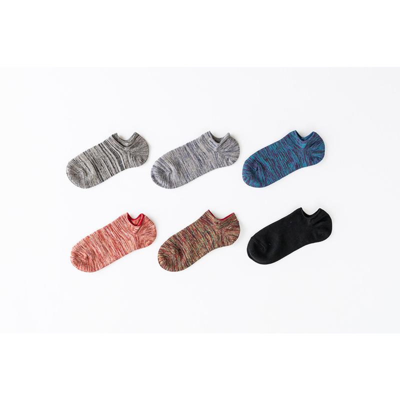 綿麻マーブル編み ノンパイルソックス 2足組 クルー丈・アンクル