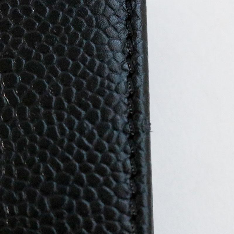 中古 シャネル CHANEL 財布 キャビアスキン 三つ折り財布 A13225 ブラック コンパクトの画像