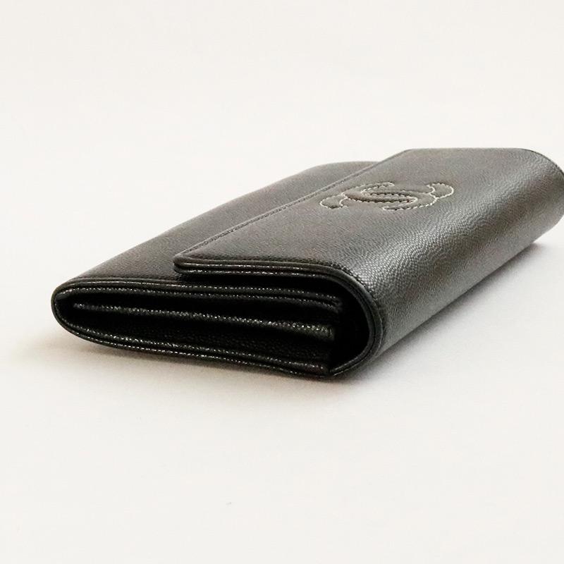 正規品　CHANEL シャネル 二つ折り長財布 レザー ココマーク CHANEL（シャネル） 中古 ココマーク 2つ折り長財布 レディース メンズ