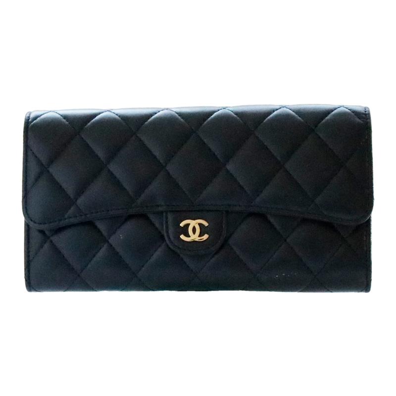 シャネル 長財布 二つ折り マトラッセ A80758 ブラック Ft595302 中古 CHANEL（シャネル） 中古 マトラッセ 長財布 ブラック レディース