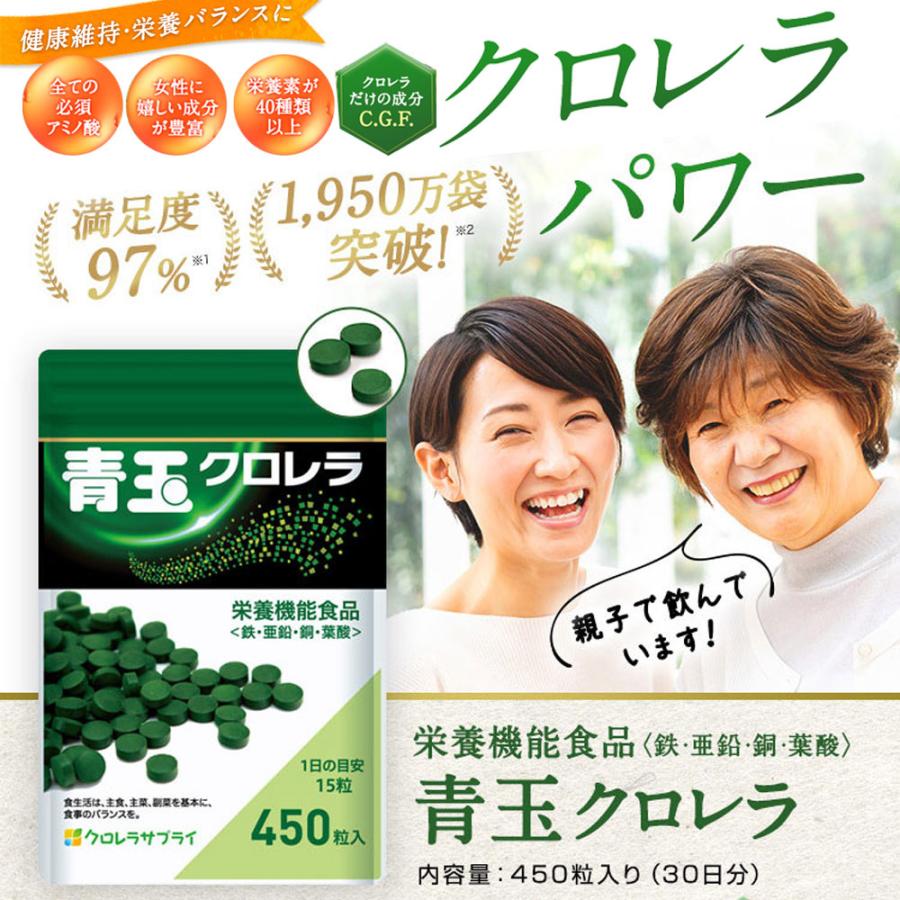サプリ サプリメント 青玉クロレラ クロレラ含有量を強化 栄養機能性食品 葉酸 鉄 葉緑素とC.G.F.が豊富